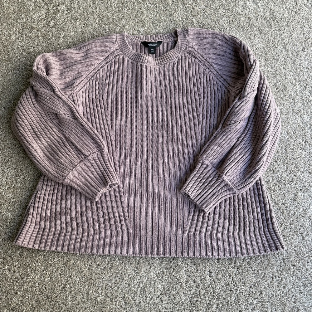 Simply Vera Vera Wang Sweater Womens 2XL Purple Chunky Knit Crew Long Sleeve